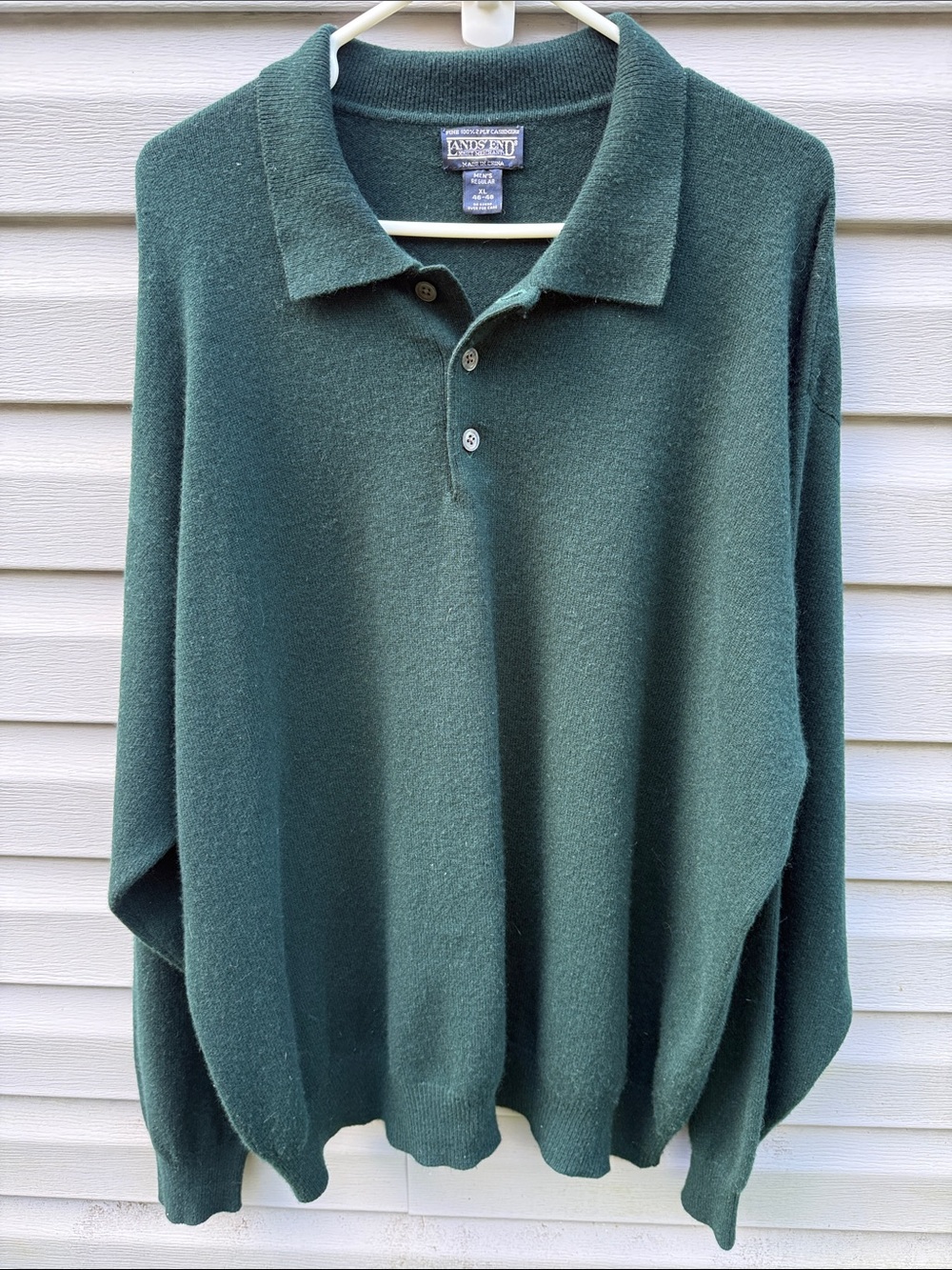 Lands End | Mens 100% 2 Ply Cashmere Green Sweater size XL 46-48